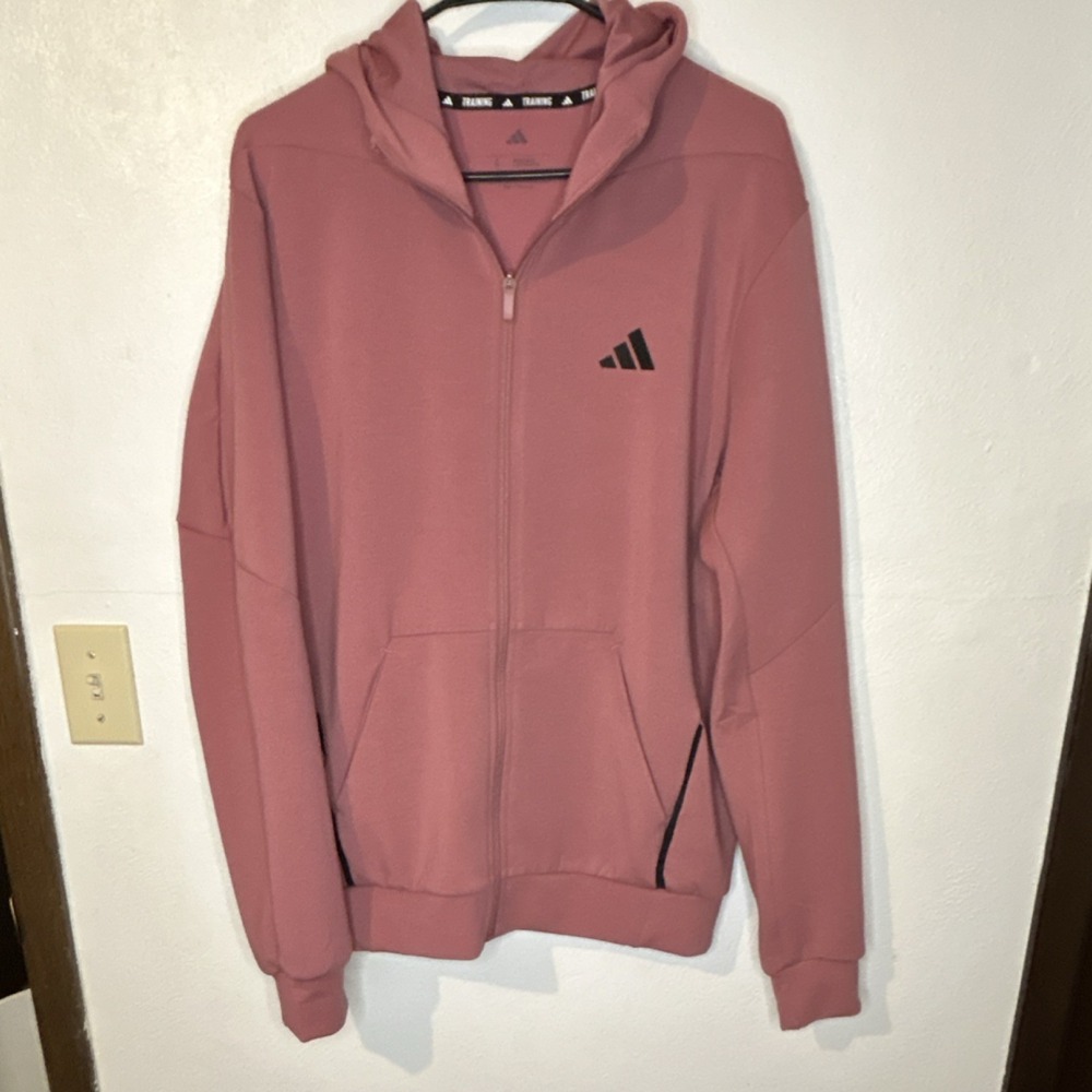 adidas Training Full Zip Hoodie Pink Women's Size S Regular Fit Long Sleeve